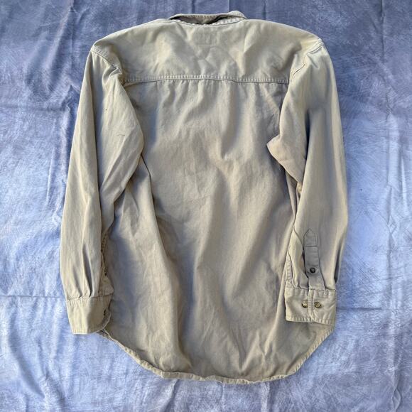 Men's Vintage 90's Denver Broncos Tan Brown Button Up Long Sleeve Shirt Sz M VTG - Picture 2 of 4